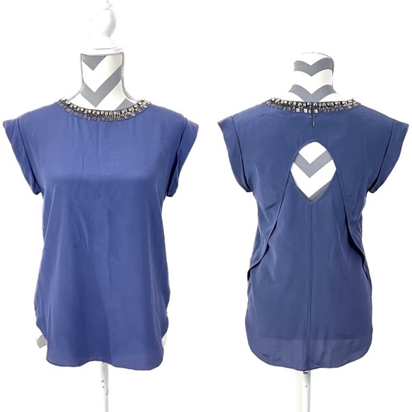 NWT - Rebecca Taylor Silk Twilight Embellished Top - Size 2 - Picture 1 of 11